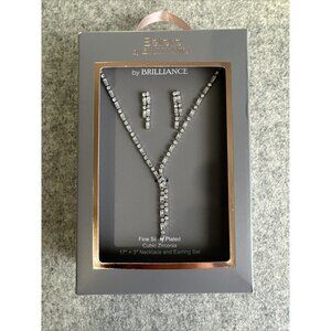 New Believe By Brilliance Silver Plated Cubic Zirconia Necklace Earrings Set